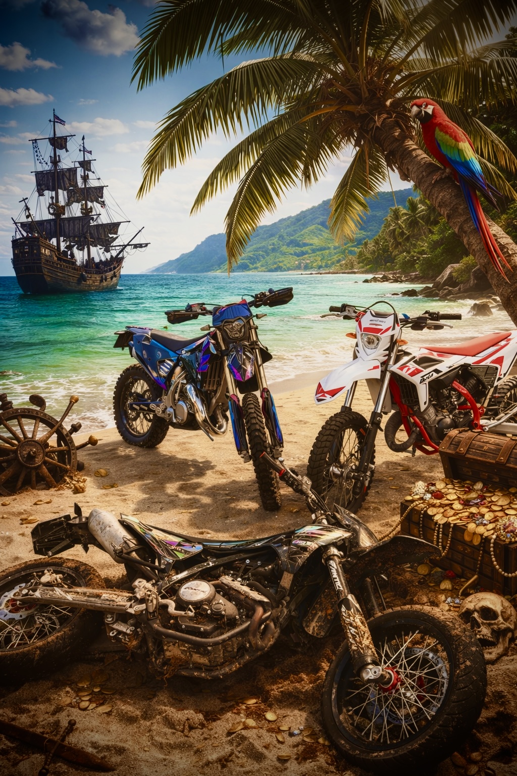 Plage avec moto
